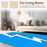 Ultra Soft Area Rug, Non Slip, Stain Resistant, Washable Area Rugs for Living Room, Bedroom, Stylish Retro Wave Composition(Blue)