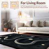 Ultra Soft Area Rug, Non Slip, Stain Resistant, Washable Area Rugs for Living Room, Bedroom, Stylish Monochrome Animal Print(Black)