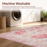 Ultra Soft Area Rug, Non Slip, Stain Resistant, Washable Area Rugs for Living Room, Bedroom, Sophisticated Classic Distressed Look(Pink)