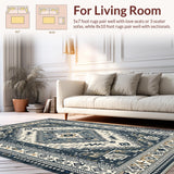 Ultra Soft Area Rug, Non Slip, Stain Resistant, Washable Area Rugs for Living Room, Bedroom, Vintage Grey Living Room Stain-Resistant Area Rug(Blue)