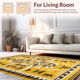 Ultra Soft Area Rug, Non Slip, Stain Resistant, Washable Area Rugs for Living Room, Bedroom, Chic Yellow-Brown Abstract Composition(Yellow)