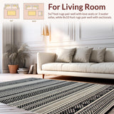 Ultra Soft Area Rug, Non Slip, Stain Resistant, Washable Area Rugs for Living Room, Bedroom, Stylish Minimalist Patterned Piece(Black)