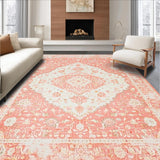 Ultra Soft Area Rug, Non Slip, Stain Resistant, Washable Area Rugs for Living Room, Bedroom, Vibrant Retro Patterned Delight(Pink)