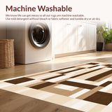 Ultra Soft Area Rug, Non Slip, Stain Resistant, Washable Area Rugs for Living Room, Bedroom, Contour Chequered Area Modern Brown Beige Palette(Beige)