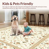 Ultra Soft Area Rug, Non Slip, Stain Resistant, Washable Area Rugs for Living Room, Bedroom, Floral Area for Indoor Entrance and Entryway(Beige)