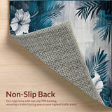 Ultra Soft Area Rug, Non Slip, Stain Resistant, Washable Area Rugs for Living Room, Bedroom, Elegant Gray Blue Floral Vibes(Gray)