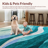 Chic Aqua Hued Textural Waves(Blue)