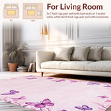 Ultra Soft Area Rug, Non Slip, Stain Resistant, Washable Area Rugs for Living Room, Bedroom, Playful Nature-Themed Soft Mat(Pink)