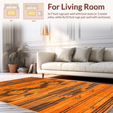 Ultra Soft Area Rug, Non Slip, Stain Resistant, Washable Area Rugs for Living Room, Bedroom, Whimsical Tiger Inspired Artwork(Orange)