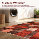Ultra Soft Area Rug, Non Slip, Stain Resistant, Washable Area Rugs for Living Room, Bedroom, Rustic Multi-Hued Geometric Design(Red)