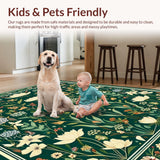 Ultra Soft Area Rug, Non Slip, Stain Resistant, Washable Area Rugs for Living Room, Bedroom, Artful Botanical Insect Composition(Green)