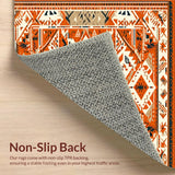 Ultra Soft Area Rug, Non Slip, Stain Resistant, Washable Area Rugs for Living Room, Bedroom, Aztec-Inspired Earthy Tones(Orange)