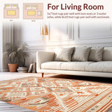 Ultra Soft Area Rug, Non Slip, Stain Resistant, Washable Area Rugs for Living Room, Bedroom, Classic Trellis Inspired Charm(Red)