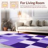 Ultra Soft Area Rug, Non Slip, Stain Resistant, Washable Area Rugs for Living Room, Bedroom, Chic Lavender Minimalist Layout(Purple)