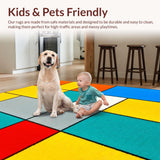 Ultra Soft Area Rug, Non Slip, Stain Resistant, Washable Area Rugs for Living Room, Bedroom, Fun Light Gray Patterned Canvas(Blue)
