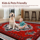 Ultra Soft Area Rug, Non Slip, Stain Resistant, Washable Area Rugs for Living Room, Bedroom, Eclectic Gray Tiled Sound Patterns(Red)