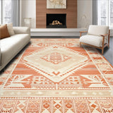 Ultra Soft Area Rug, Non Slip, Stain Resistant, Washable Area Rugs for Living Room, Bedroom, Boho Chic Area Geometric for Easy Cleaning(Orange)