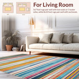 Ultra Soft Area Rug, Non Slip, Stain Resistant, Washable Area Rugs for Living Room, Bedroom, Dynamic Contemporary Woven Stripe Motif(Yellow)