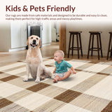 Ultra Soft Area Rug, Non Slip, Stain Resistant, Washable Area Rugs for Living Room, Bedroom, Vibrant Cozy Ogee Pattern Play(Beige)