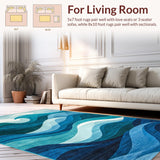 Ultra Soft Area Rug, Non Slip, Stain Resistant, Washable Area Rugs for Living Room, Bedroom, Serene Aqua Fluid Aesthetic(Blue)
