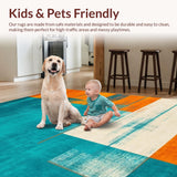 Ultra Soft Area Rug, Non Slip, Stain Resistant, Washable Area Rugs for Living Room, Bedroom, Luxurious Low Pile Artistic Print(Blue)