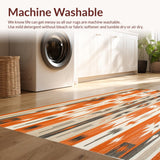 Ultra Soft Area Rug, Non Slip, Stain Resistant, Washable Area Rugs for Living Room, Bedroom, Southwest Tribal Geometric Area Vibrant Hues Boho(Orange)