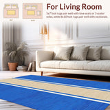 Ultra Soft Area Rug, Non Slip, Stain Resistant, Washable Area Rugs for Living Room, Bedroom, Serene Blue Tan Color Fusion(Blue)