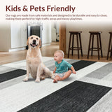 Ultra Soft Area Rug, Non Slip, Stain Resistant, Washable Area Rugs for Living Room, Bedroom, Monochrome Striped Flat Woven Floor Covering With Farmhouse Inspired Design(Gray)