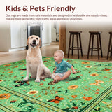 Ultra Soft Area Rug, Non Slip, Stain Resistant, Washable Area Rugs for Living Room, Bedroom, Lush Green Nature-Inspired Motif(Green)