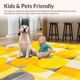 Ultra Soft Area Rug, Non Slip, Stain Resistant, Washable Area Rugs for Living Room, Bedroom, Vibrant Abstract Geometric Delight(Yellow)