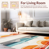 Ultra Soft Area Rug, Non Slip, Stain Resistant, Washable Area Rugs for Living Room, Bedroom, Stylish Neutral Lettering Display(Orange)