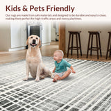 Ultra Soft Area Rug, Non Slip, Stain Resistant, Washable Area Rugs for Living Room, Bedroom, Stripe Cascade Rug Showcasing Modern Monochrome Lines and Crisp Geometry(Gray)