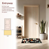 Ultra Soft Area Rug, Non Slip, Stain Resistant, Washable Area Rugs for Living Room, Bedroom, Vibrant Multi-Color Soundwave Aesthetic(Black)
