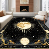 Ultra Soft Area Rug, Non Slip, Stain Resistant, Washable Area Rugs for Living Room, Bedroom, Mystical Occult Crescent Motif(Gold)