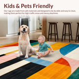 Ultra Soft Area Rug, Non Slip, Stain Resistant, Washable Area Rugs for Living Room, Bedroom, Vibrant Abstract Curvilinear Artistry(Yellow)