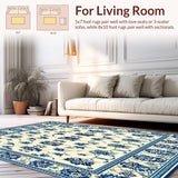Ultra Soft Area Rug, Non Slip, Stain Resistant, Washable Area Rugs for Living Room, Bedroom, Vibrant Floral for Areas(Ivory)