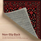 Ultra Soft Area Rug, Non Slip, Stain Resistant, Washable Area Rugs for Living Room, Bedroom, Lush Traditional Black and Burgundy(Black)
