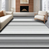 Ultra Soft Area Rug, Non Slip, Stain Resistant, Washable Area Rugs for Living Room, Bedroom, Timeless Elegant Striped Motif(Black)