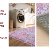 Ultra Soft Area Rug, Non Slip, Stain Resistant, Washable Area Rugs for Living Room, Bedroom, Vintage Pastel Blooming Elegance(Purple)