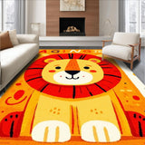 Ultra Soft Area Rug, Non Slip, Stain Resistant, Washable Area Rugs for Living Room, Bedroom, Sunny Animal Alphabet Array(Red)
