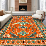 Ultra Soft Area Rug, Non Slip, Stain Resistant, Washable Area Rugs for Living Room, Bedroom, Inviting Minimalist Floral Fusion(Orange)