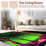 Ultra Soft Area Rug, Non Slip, Stain Resistant, Washable Area Rugs for Living Room, Bedroom, Energetic Moon Phase Pattern(Green)