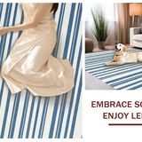 Delicate Textured Ivory Stripe Motif(Blue)