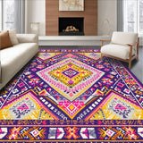 Ultra Soft Area Rug, Non Slip, Stain Resistant, Washable Area Rugs for Living Room, Bedroom, Sophisticated Tiled Design Elements(Purple)