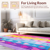 Ultra Soft Area Rug, Non Slip, Stain Resistant, Washable Area Rugs for Living Room, Bedroom, Lively Color Burst Theme(Purple)