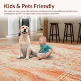 Low Pile Non Slip Neutral with Distressed Bohemian Design(Orange)