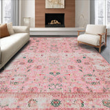 Ultra Soft Area Rug, Non Slip, Stain Resistant, Washable Area Rugs for Living Room, Bedroom, Trendy Softened Color Palette(Pink)