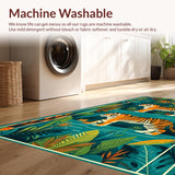 Ultra Soft Area Rug, Non Slip, Stain Resistant, Washable Area Rugs for Living Room, Bedroom, Whimsical Jungle Creature Motif(Orange)