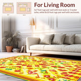 Ultra Soft Area Rug, Non Slip, Stain Resistant, Washable Area Rugs for Living Room, Bedroom, Radiant Sunshine Circular Motif(Yellow)