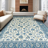 Blue Grey Beige Floral Design Area Modern Eclectic Style(White)
